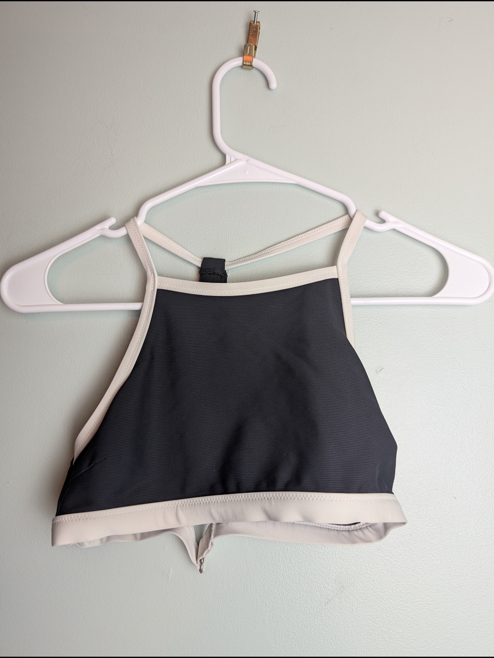 Athleta Black High Neck Bikini Top with White Trim - Picture 1 of 3